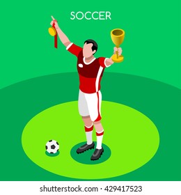 Soccer Player Athlete Football Winning Player. Sport World Soccer Championship. Concept of events Spirit. Football Match People Set Competition. Euro European Cup. People Sporting Cup Vector Image