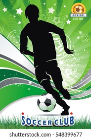 Soccer player in attack. Creative vector design. Abstract football poster. Original illustration sports series with place for your text, eps8