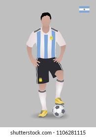 Soccer player with ball. Argentina national football team. Vector illustration