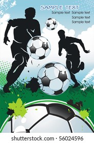 Soccer Player and Ball, design banner. Original Vector illustration sports series. Abstract Classical football poster.