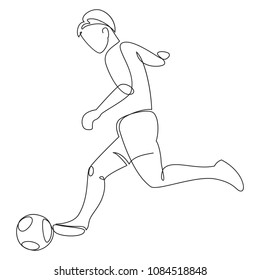 Soccer player with a ball drawing in one line