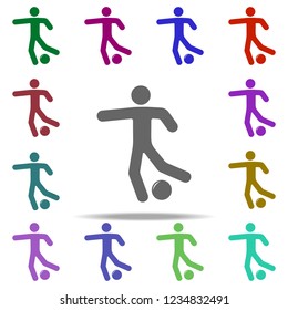 soccer player with a ball icon. Elements of Sport in multi color style icons. Simple icon for websites, web design, mobile app, info graphics