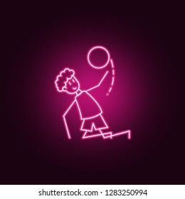 soccer player with ball icon. Elements of Soccer in action in neon style icons. Simple icon for websites, web design, mobile app, info graphics