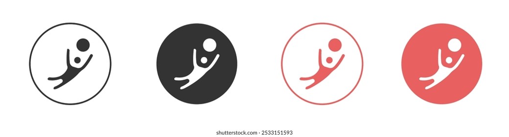 Soccer player with ball icon Flat set in black and white color