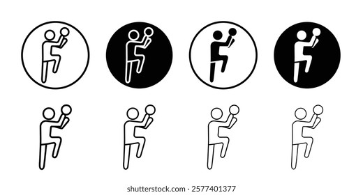 Soccer player with ball icon Vector logo set flat