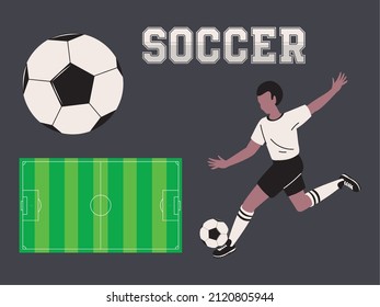 soccer player and ball icons