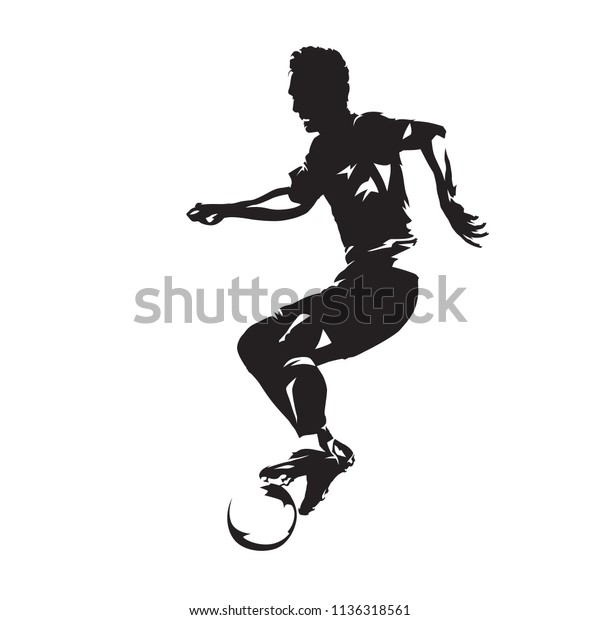 Soccer Player Ball Isolated Vector Slhouette Stock Vector (royalty Free 