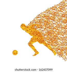 Soccer player ball kick vector background concept 
