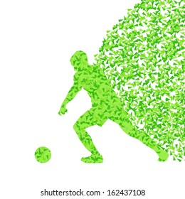 Soccer player ball kick vector background concept 