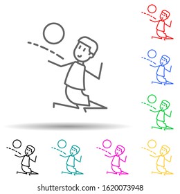 soccer player with ball multi color style icon. Simple thin line, outline vector of soccer in action icons for ui and ux, website or mobile application