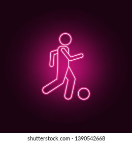 soccer player with a ball neon icon. Elements of Championship 2018 set. Simple icon for websites, web design, mobile app, info graphics