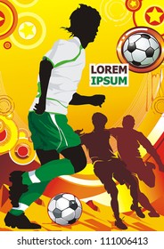 Soccer Player and Ball on beautiful Abstract Background. Original Vector illustration sports series. Classical football poster.