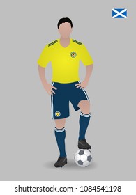 Soccer player with ball. Scotland national football team. Vector illustration