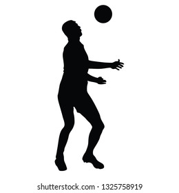 Soccer player with soccer ball silhouette vector isolated on white background. Vector