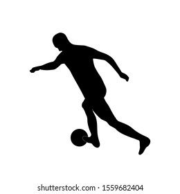 Soccer player with ball silhouette vector