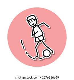 soccer player with ball sticker icon. Simple thin line, outline vector of Soccer in action icons for ui and ux, website or mobile application