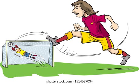 Soccer player beats on goal.Vector.