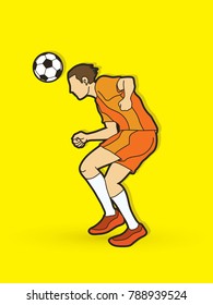 Soccer player bouncing a ball action graphic vector