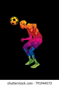 Soccer player bouncing a ball action designed using colorful graphic vector