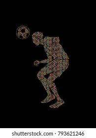 Soccer player bouncing a ball action designed using mosaic pattern graphic vector