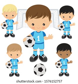 Soccer player boy vector cartoon illustration