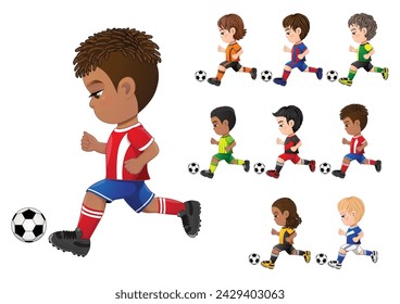 Soccer player boys international collection vector design