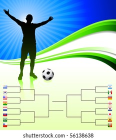 Jugador de fútbol con soporte de fondo tropical Ilustración original