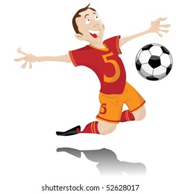 Soccer Player Celebrating Goal. Editable Vector Image