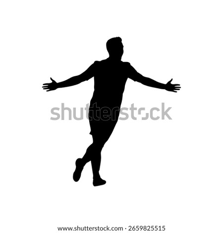 Soccer player celebrating silhouette vector flat illustration design. 