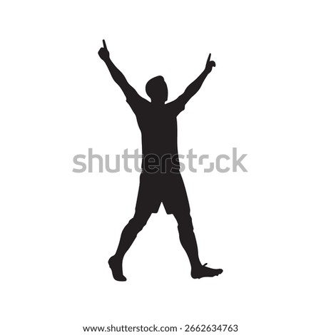 Soccer player celebrating silhouette vector icon flat illustration design on white background
