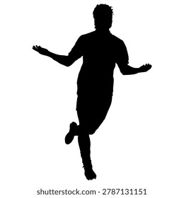 Soccer Player Celebration Pose One Leg Black Silhouette Vector