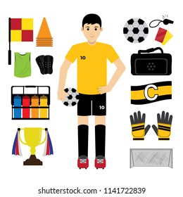 Soccer Player Character with Soccer Equipment