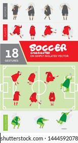 Soccer player character and referee in gestures simple shape isolated vector illustration. Good for sport infographic element. 