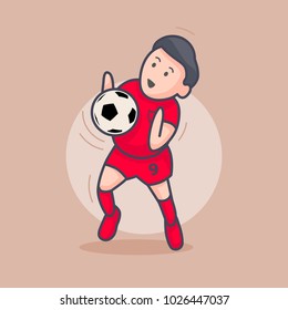 Soccer player characters showing different movement and soccer uniform, vector illustration and design.