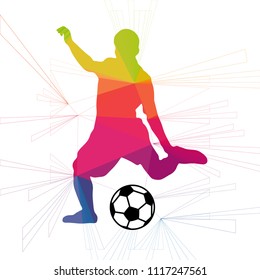 Soccer player Colorful on white background in stadium player in. Poly color vector illustration in triangular style isolated on white background.