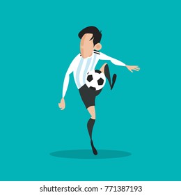 Soccer player controlling the ball, wearing Argentina home jersey. Soccer player illustration