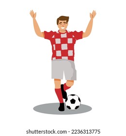 soccer player in croatia uniform celebrating victory. vector illustration.