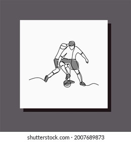 soccer player defending the ball one line continuous