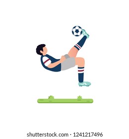 soccer player is doing an overhead kick