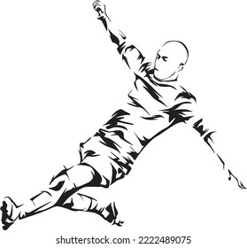 Soccer Player Doing Sliding Tackle. Isolated Silhoutte Vector. Vector EPS 10