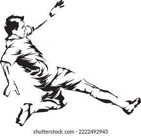 Soccer Player Doing Tackle. Isolated Silhoutte Vector. Vector EPS 10