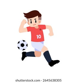 Um jogador de futebol fazendo uma manobra