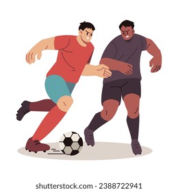 Soccer Player Dribbles Past Rival Team Vector Cartoon Illustration