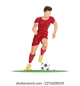 Soccer Player Dribbling Action Pose Character Cartoon illustration Vector