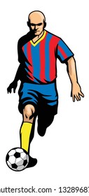 soccer player dribbling ball