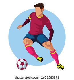 um jogador de futebol driblando a bola