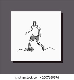 Fußball-Spieler, der den Ball in einer Linie durchbohrt