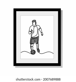 jugador de fútbol que gotea la pelota una línea continua