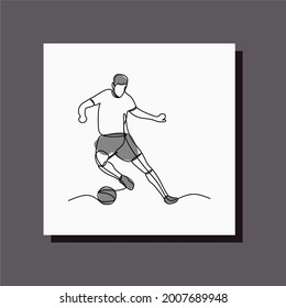 soccer player dribbling the ball one line continuous