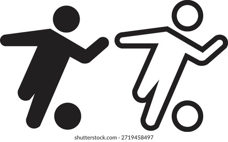 Soccer Player Dribbling Icon Set, Football Ball Control Action Symbol for Sports Interface Design